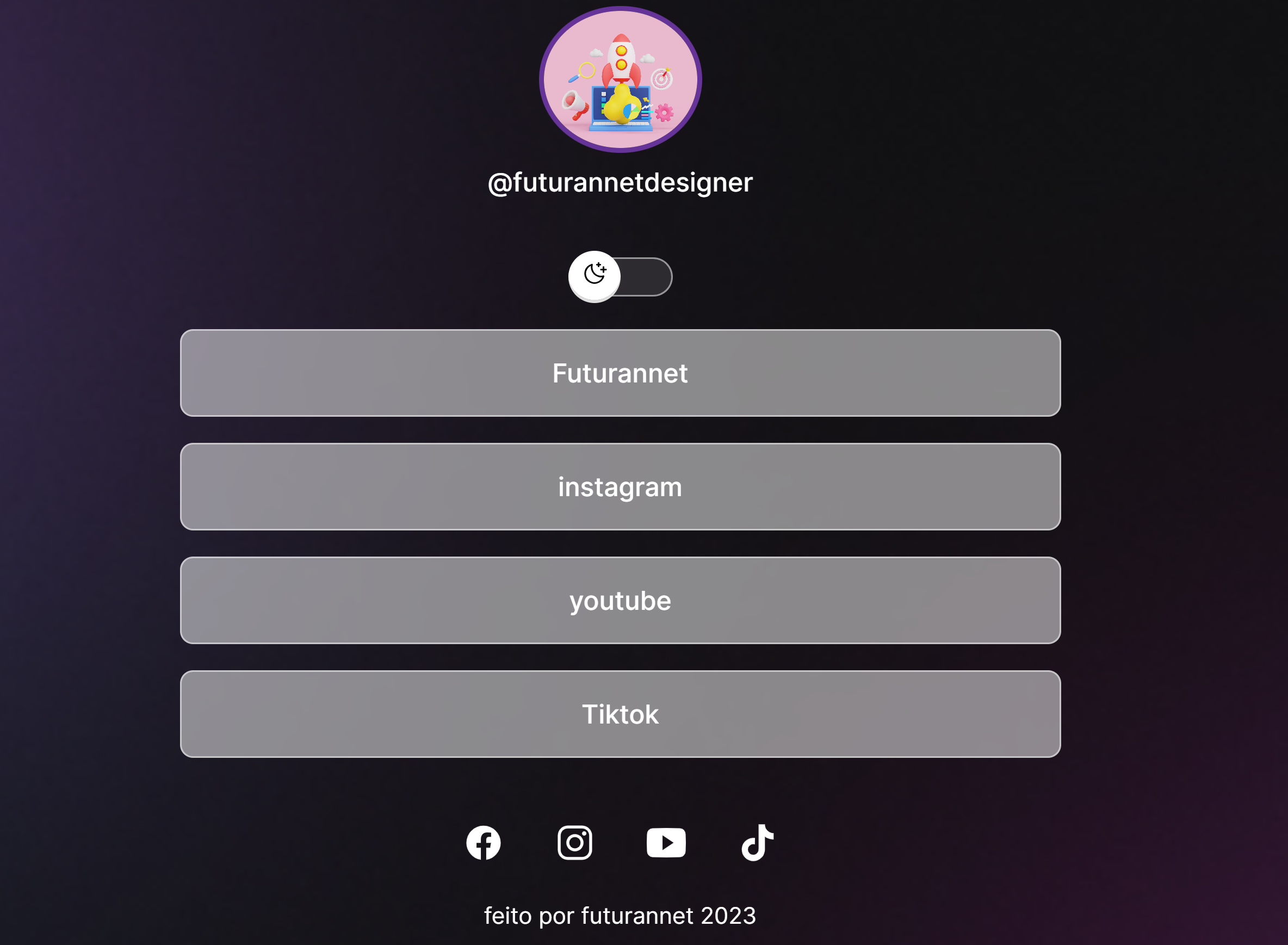 Projeto Redes Sociais - Site responsivo com links para redes sociais